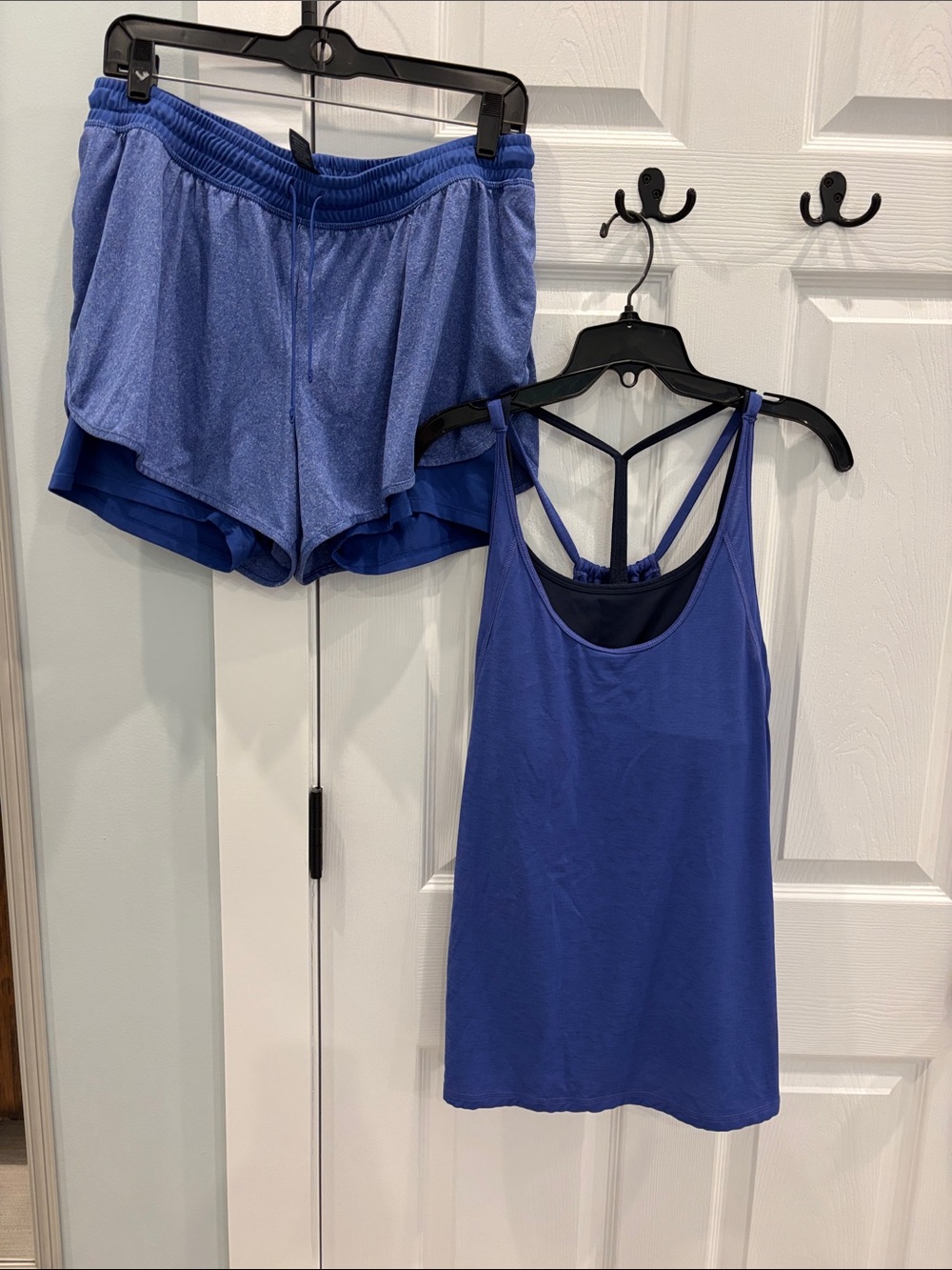 Champion Blue Women's Athletic Tank with Built-In Sports Bra & Layered Shorts